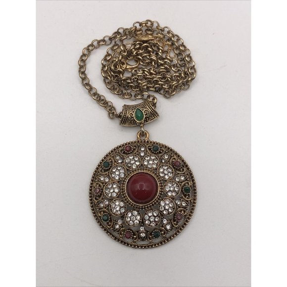 Betsey Johnson Retired Mughal Style Statement Pendant Necklace 24" - Picture 8 of 8
